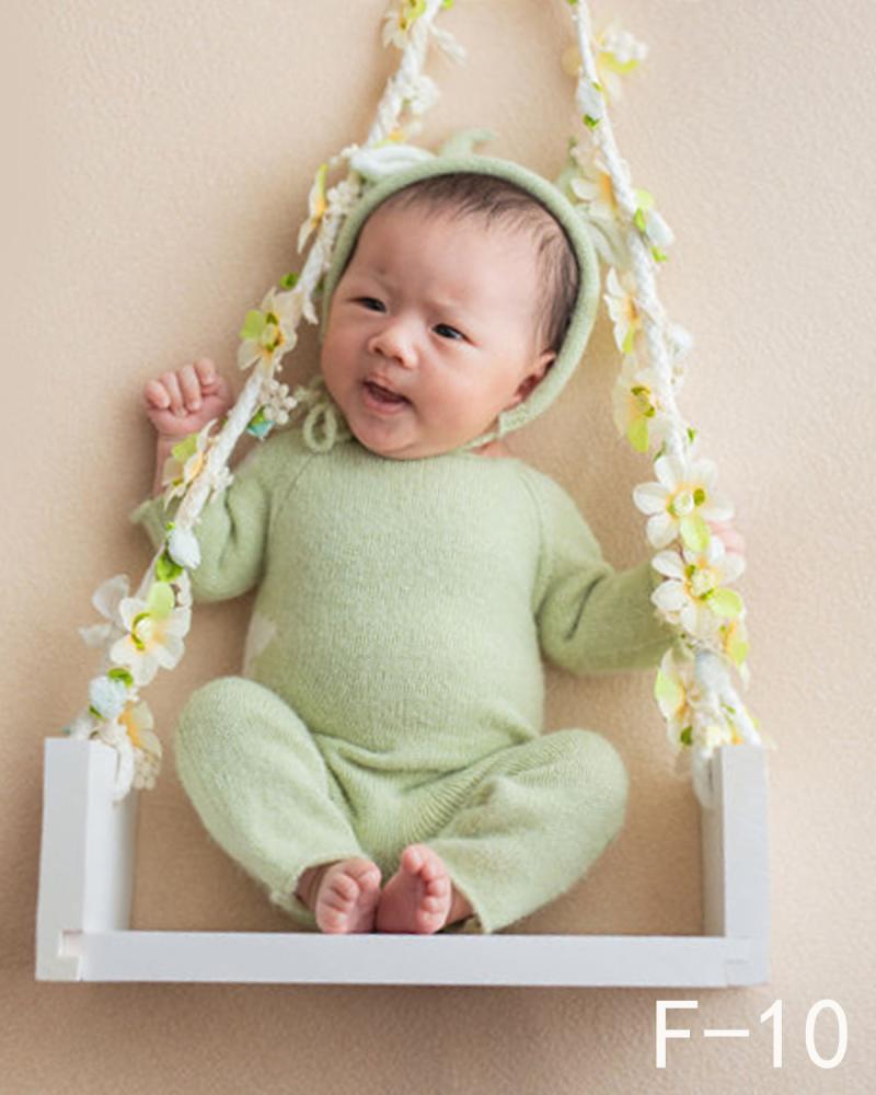 신생아 100 일 사진 스윙 스튜디오 테마 꽃 로프 스윙 1 개월 아이 사진 소품 포즈 액세서리 유아 액세서리